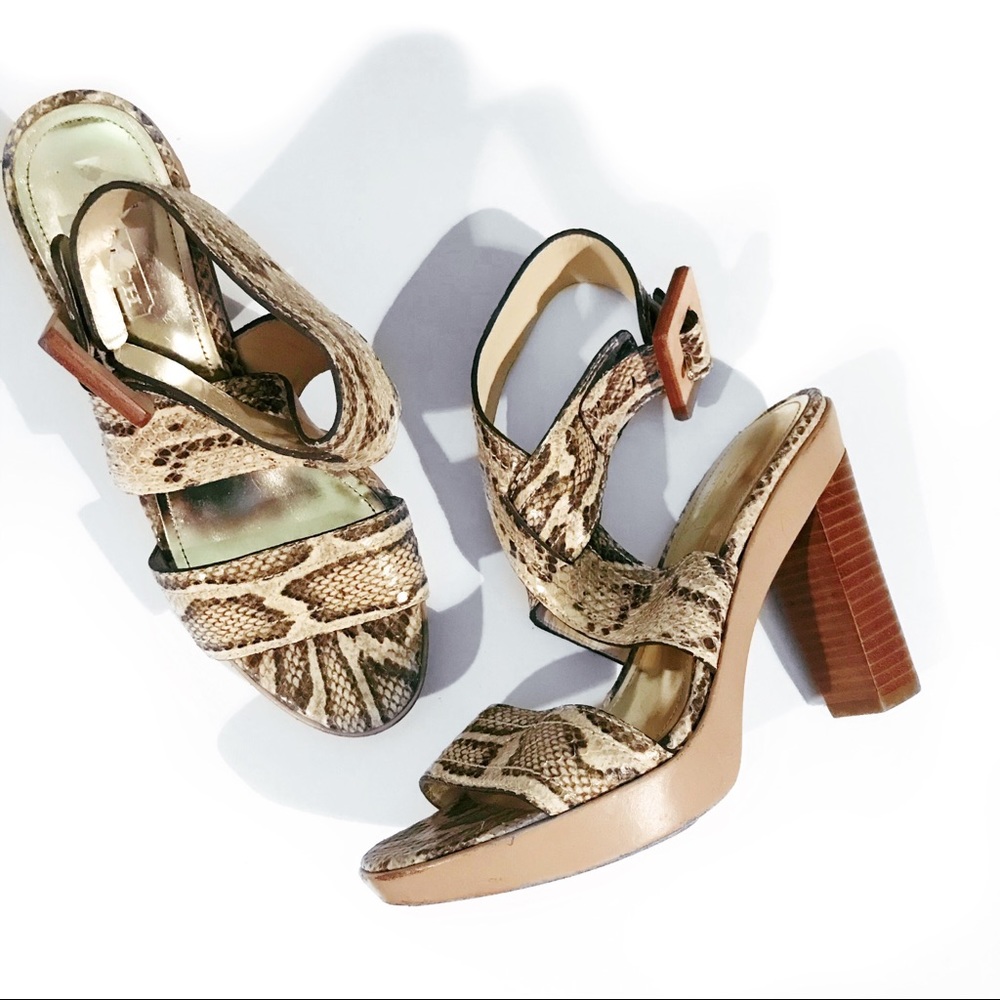 Coach Python Embossed Leather Strappy Heel - image 2